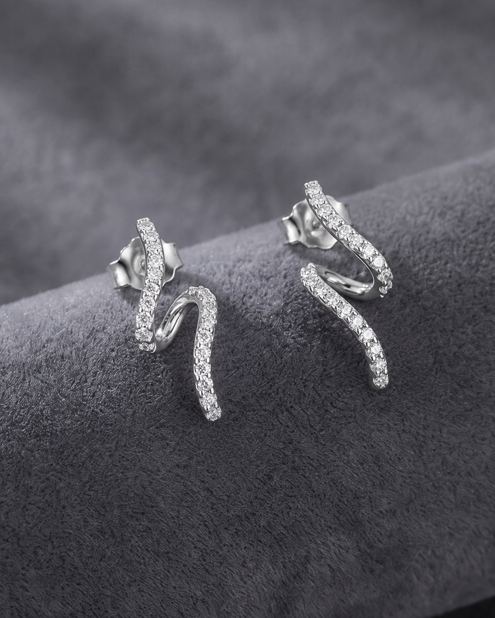 Twisted Stone Drop Earrings #color_silver