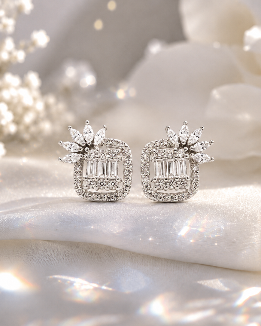 Floral Halo Stud Earrings #color_silver