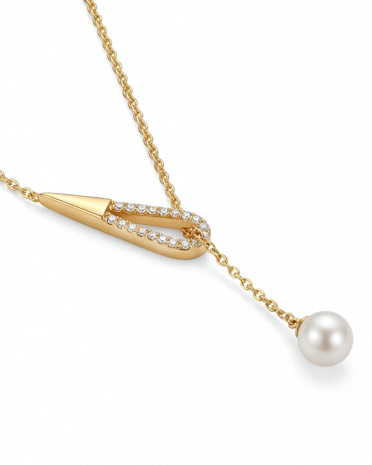 Teardrop Pearl Drop Necklace for Women#color_gold