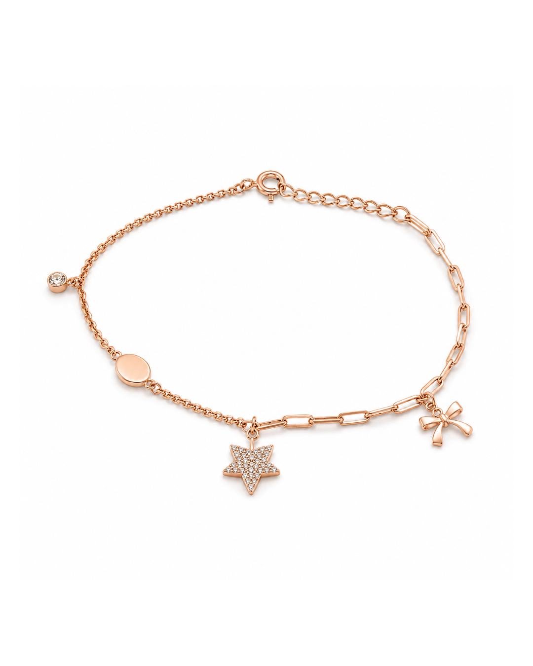 Elegant charm bracelet with star #color_rosegold
