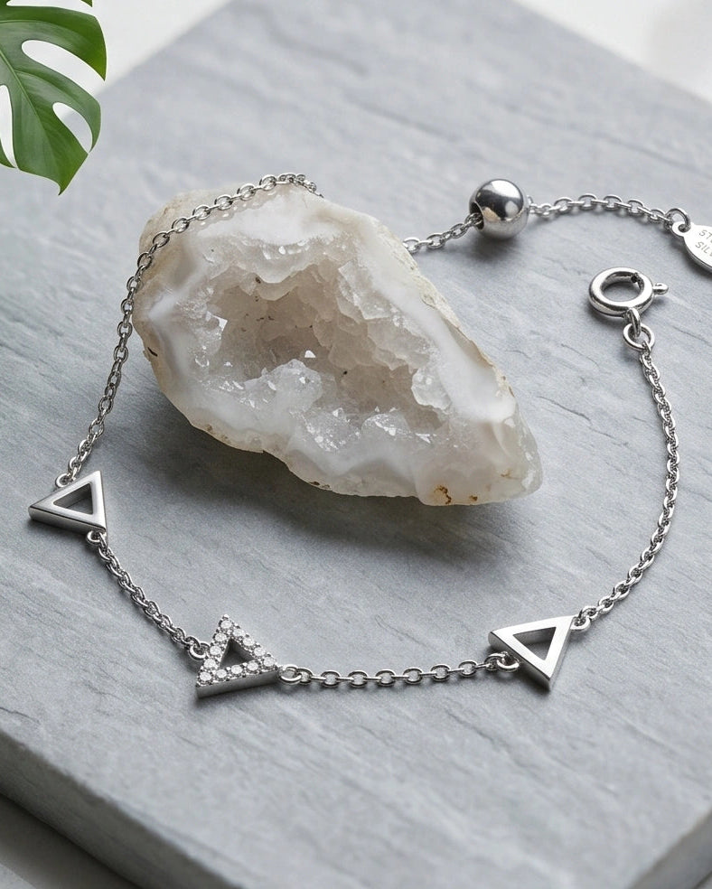 Delta Minimal Silver Bracelet for women # color_silver