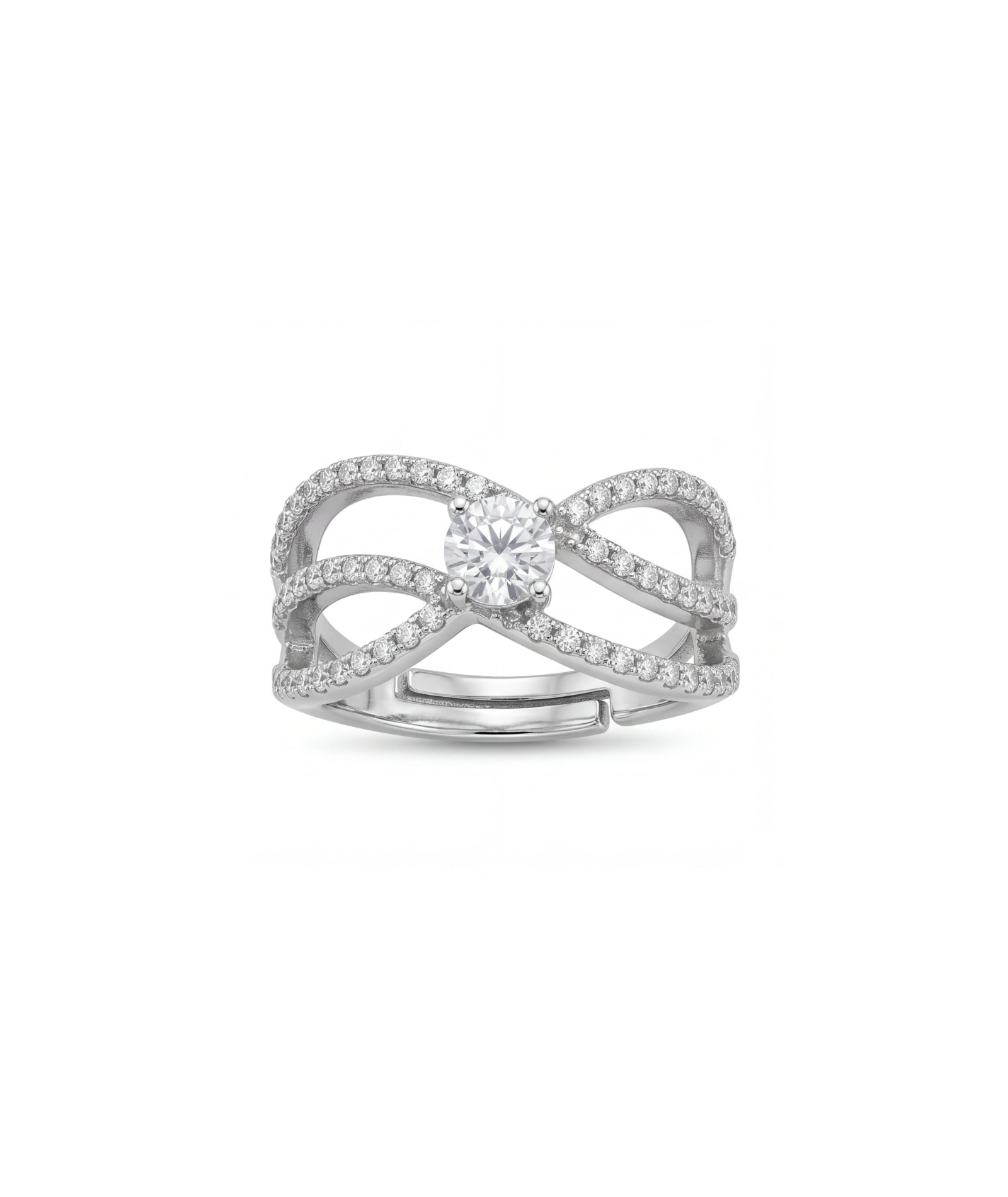 Crisscross Pavé Crossover Solitaire Ring