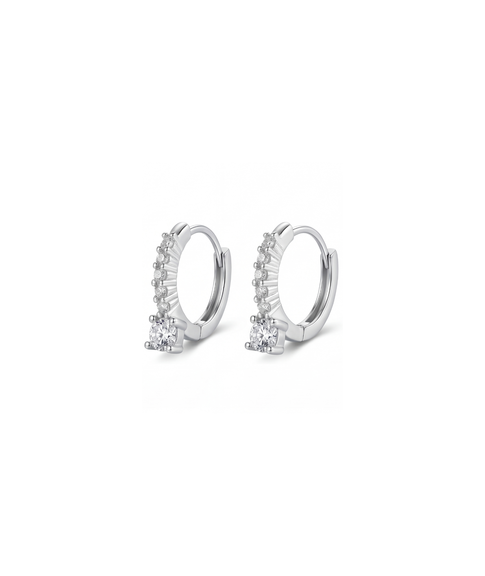 Pavé Solitaire Drop Huggie Earrings