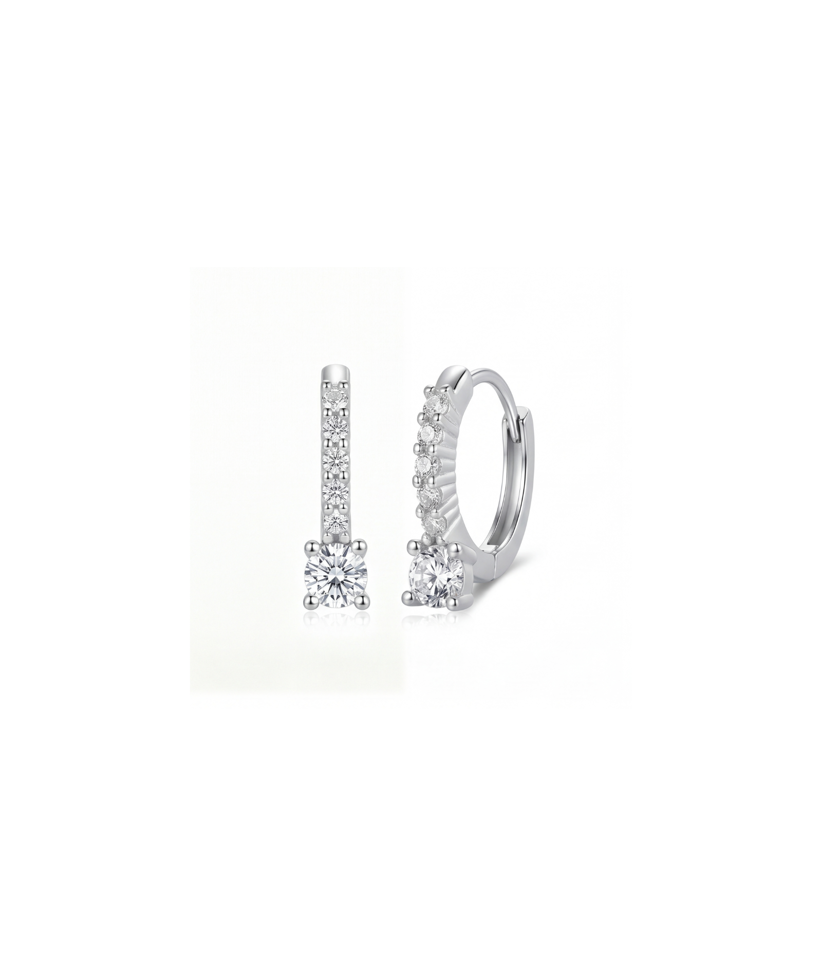Pavé Solitaire Drop Huggie Earrings