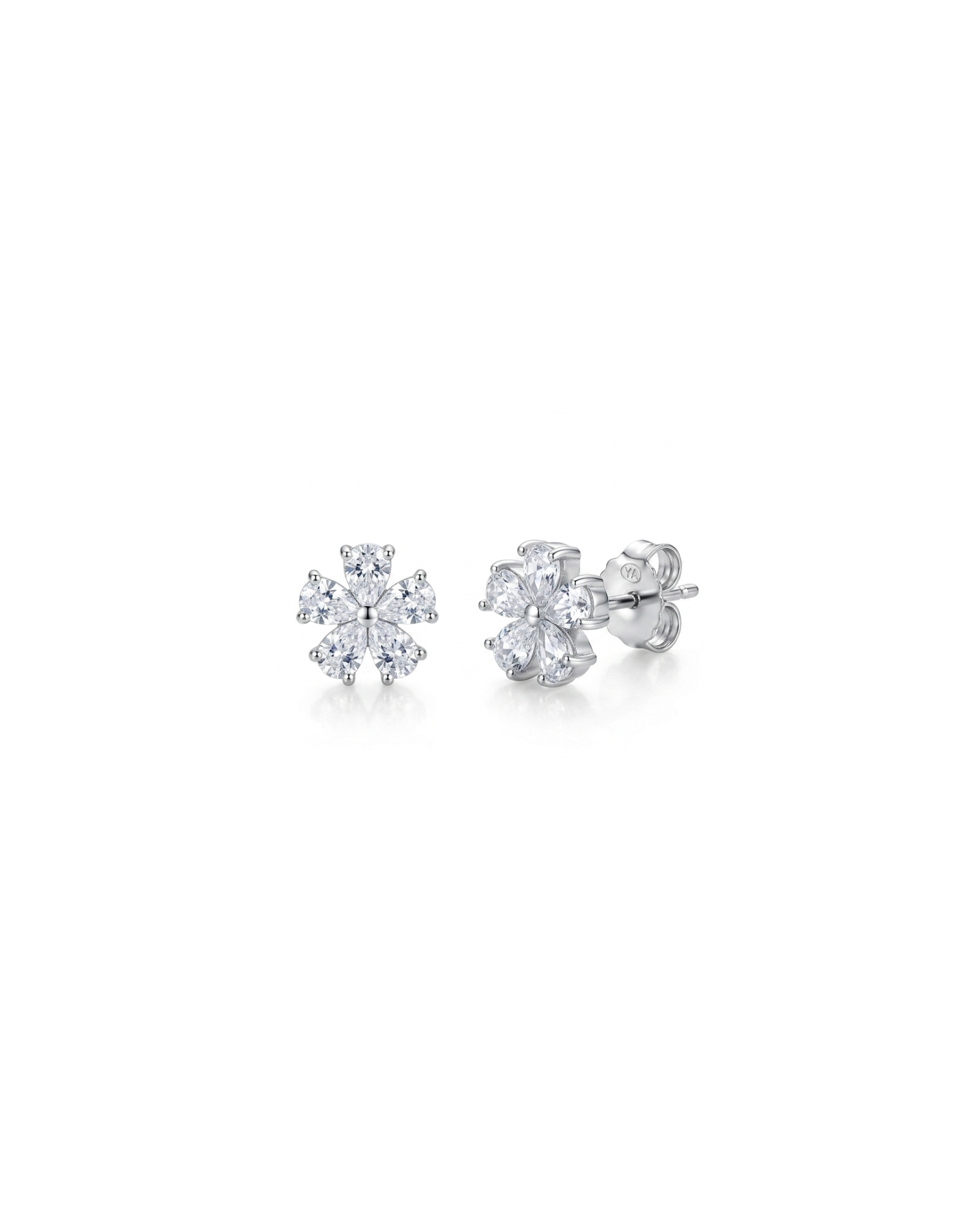 Floral Stud Earrings in 925 Sterling Silver #color_silver