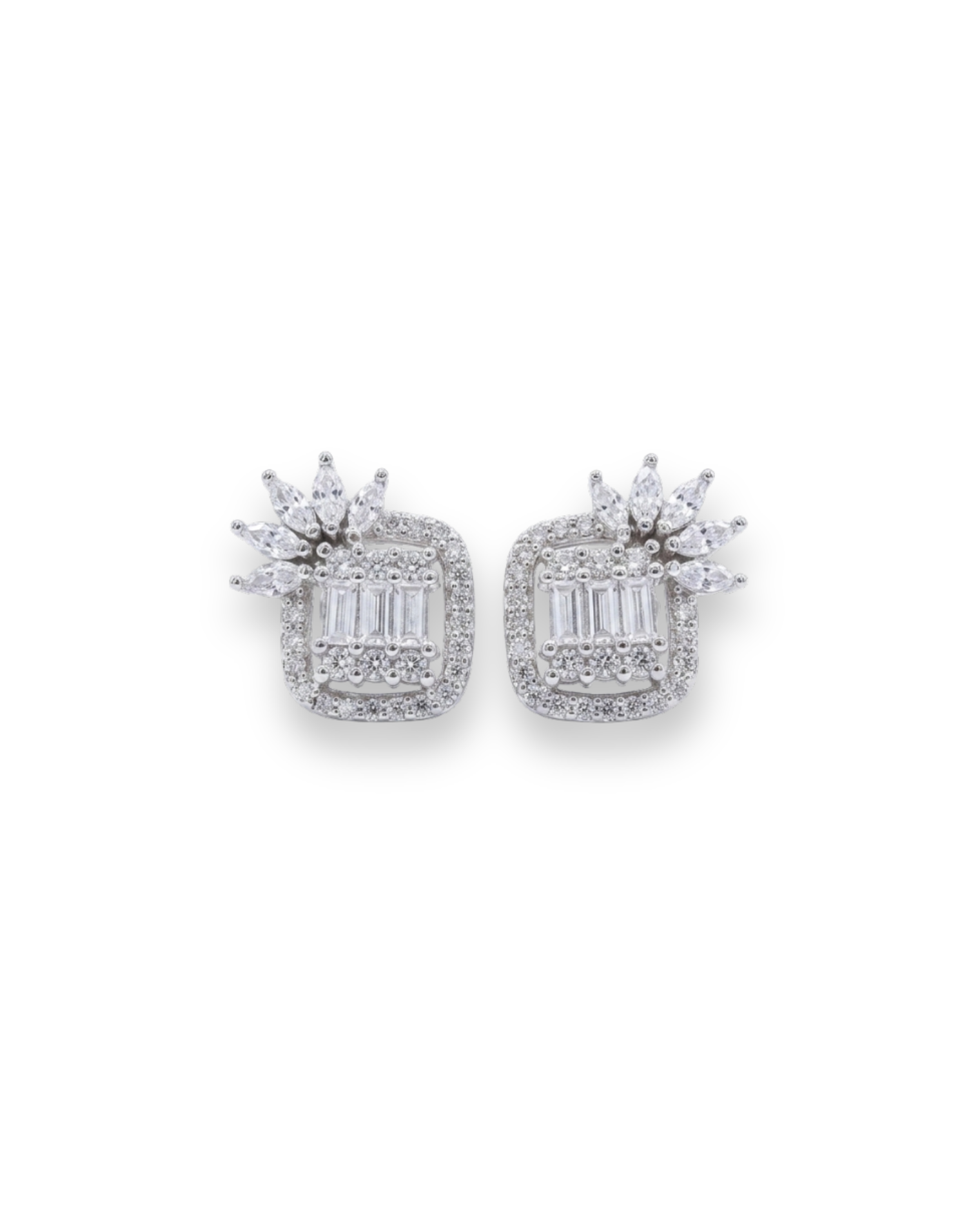 Floral Halo Stud Earrings #color_silver