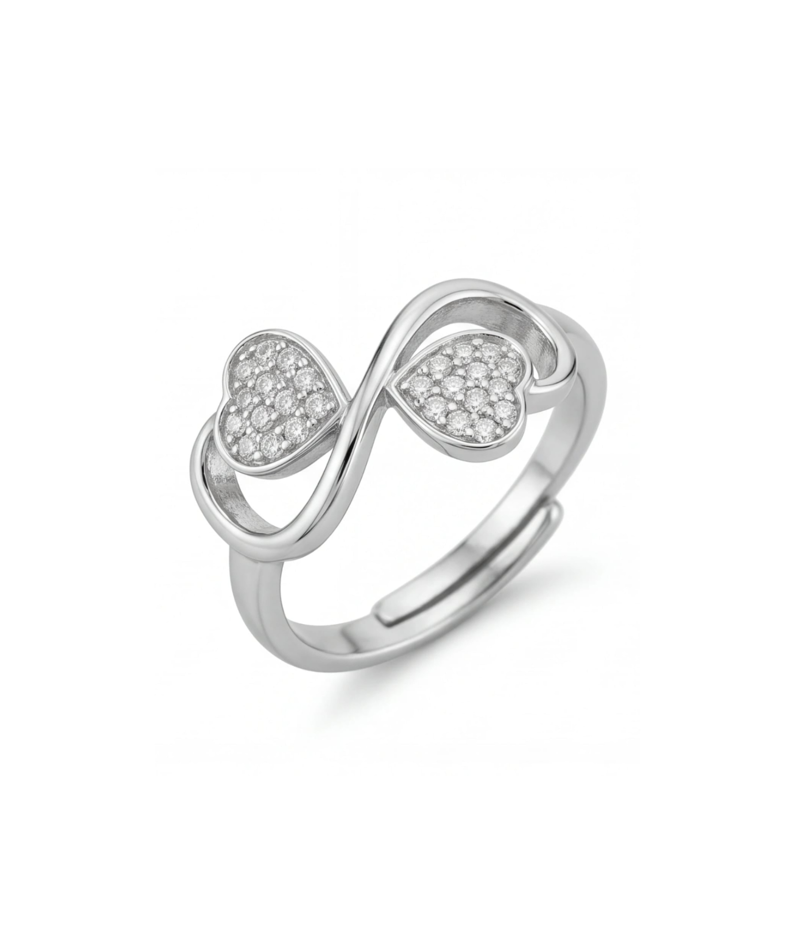 Pavé Double Heart Infinity Ring