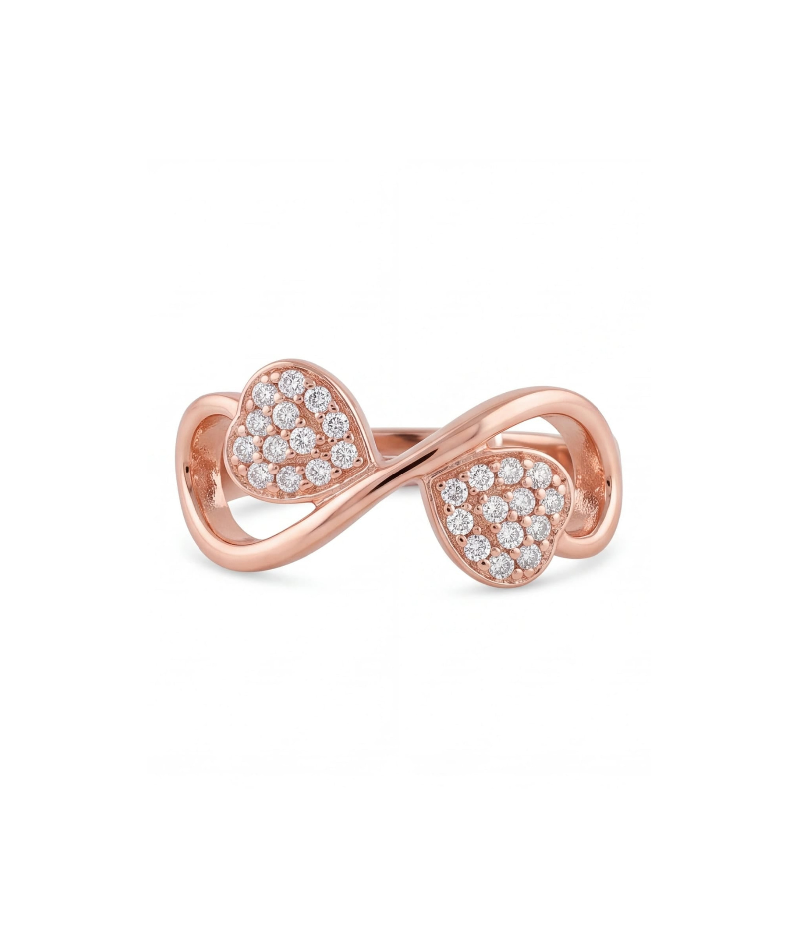 Pavé Double Heart Infinity Ring