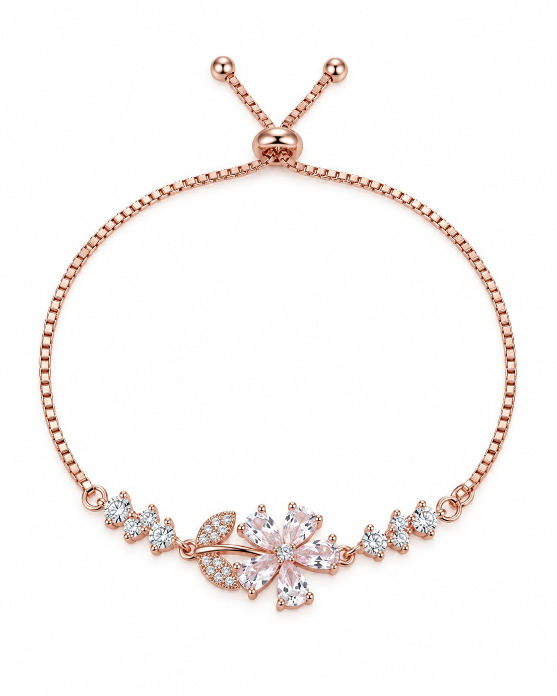 Floral slider bracelet with sparkling white accents