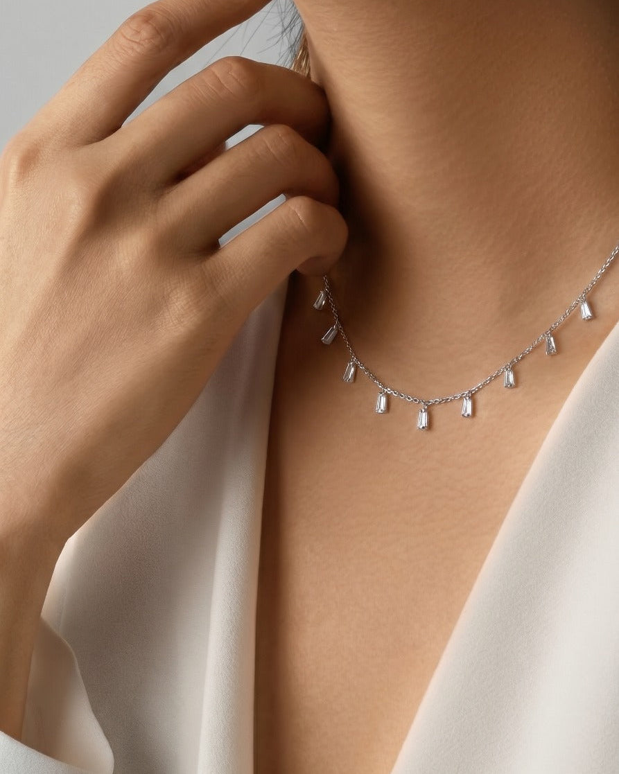 Stella Charm Necklace – CZ Drop Chain