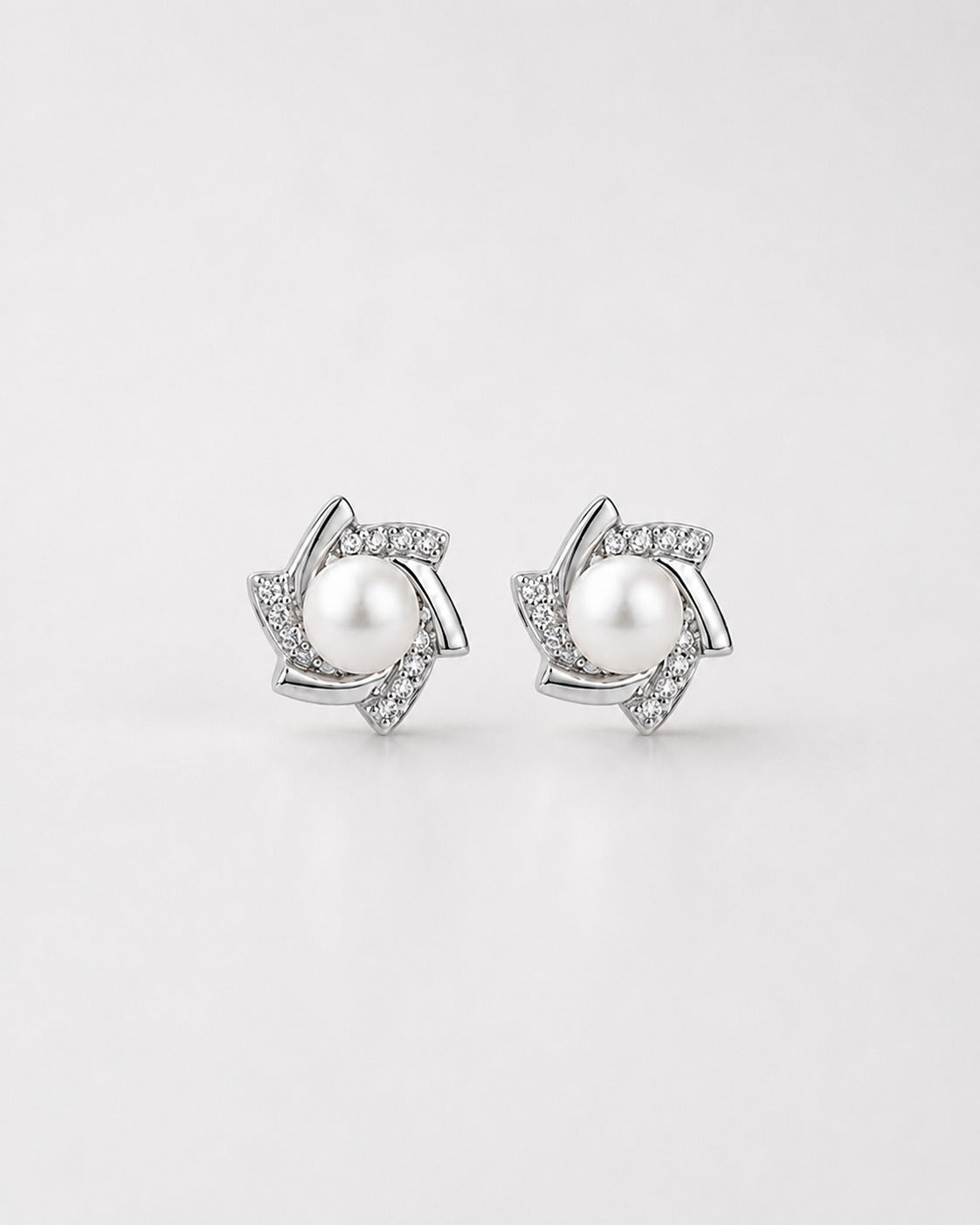 Celeste Pearl Bloom Stud Earrings #color_silver 