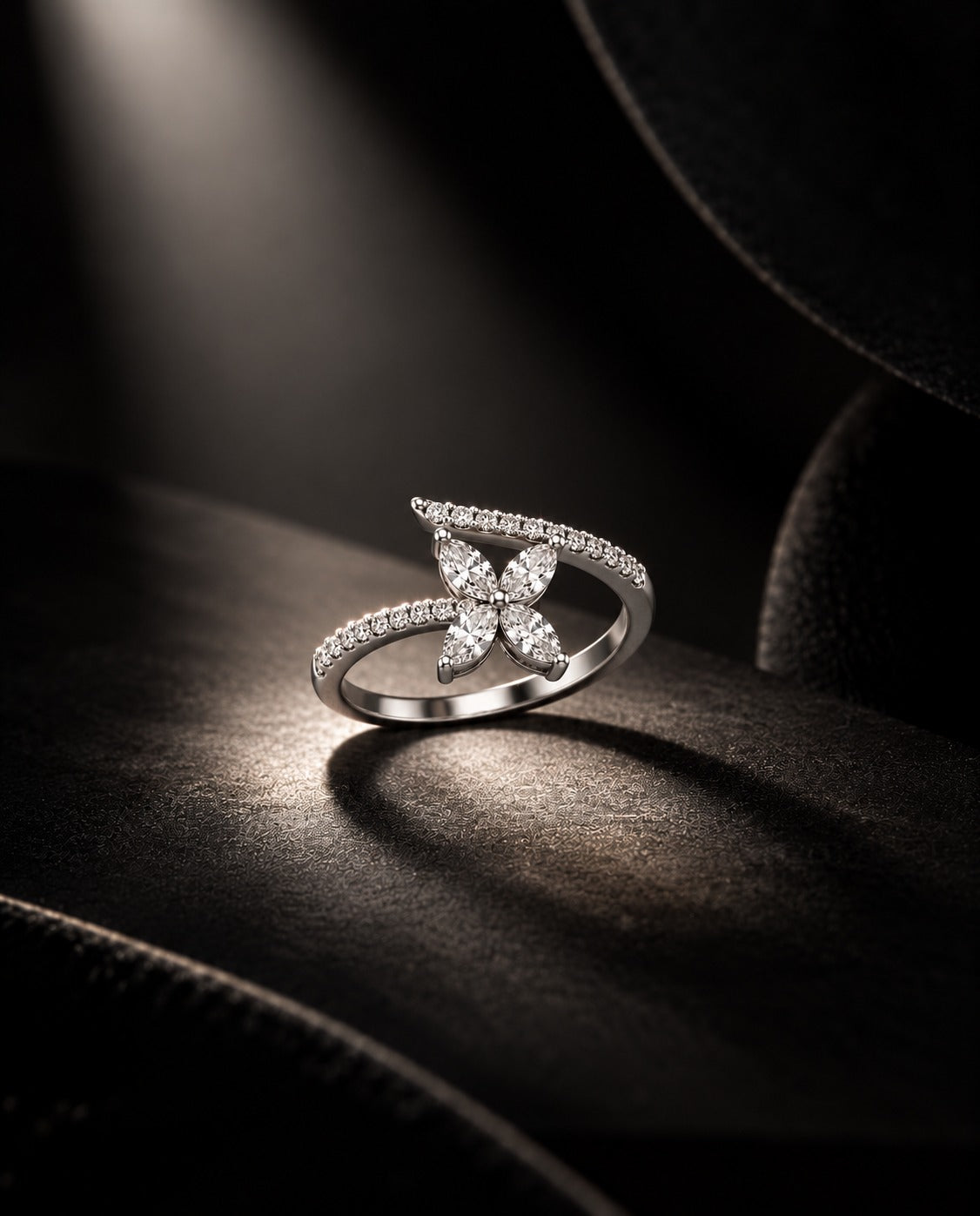 Floral Crossover Ring in 925 Silver for Women | Cilvira