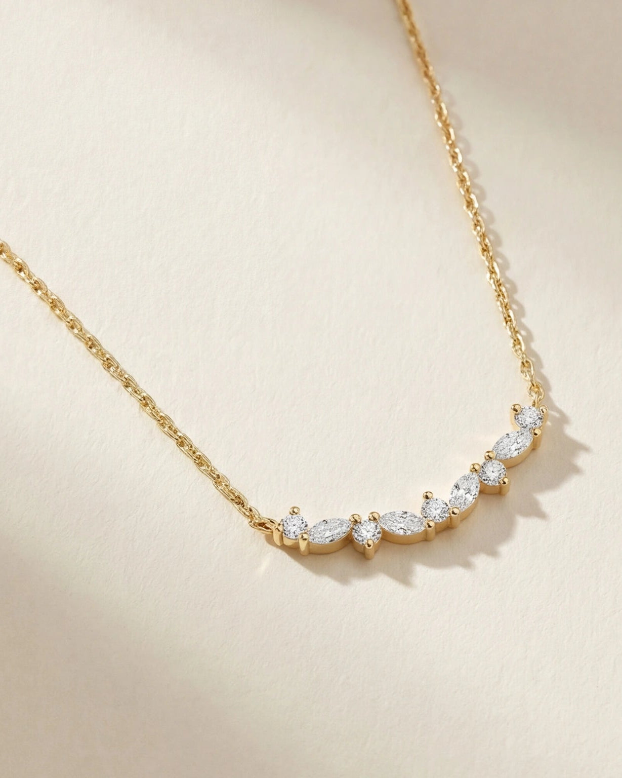 CZ Leaf Chain Necklace for Women #color_gold