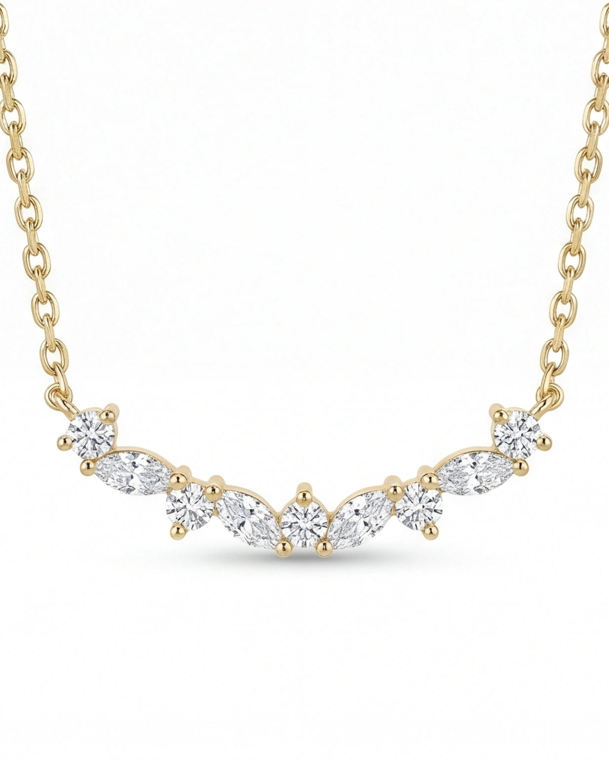 CZ Leaf Chain Necklace for Women #color_gold