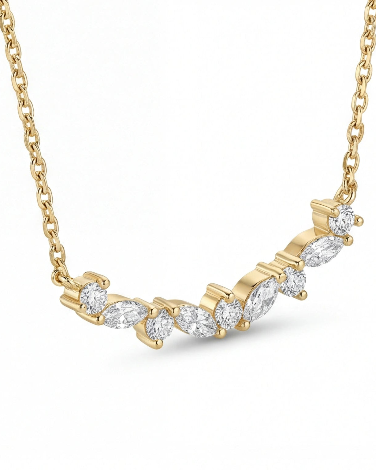 CZ Leaf Chain Necklace for Women #color_gold