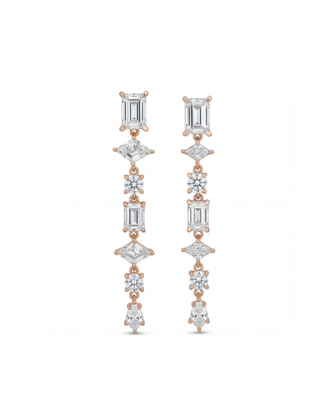 Classic round CZ halo stud earrings #color_rose gold