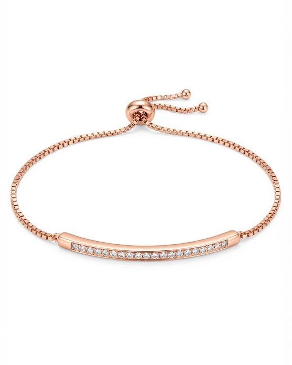 Rose gold bar bracelet with sparkling white accents
