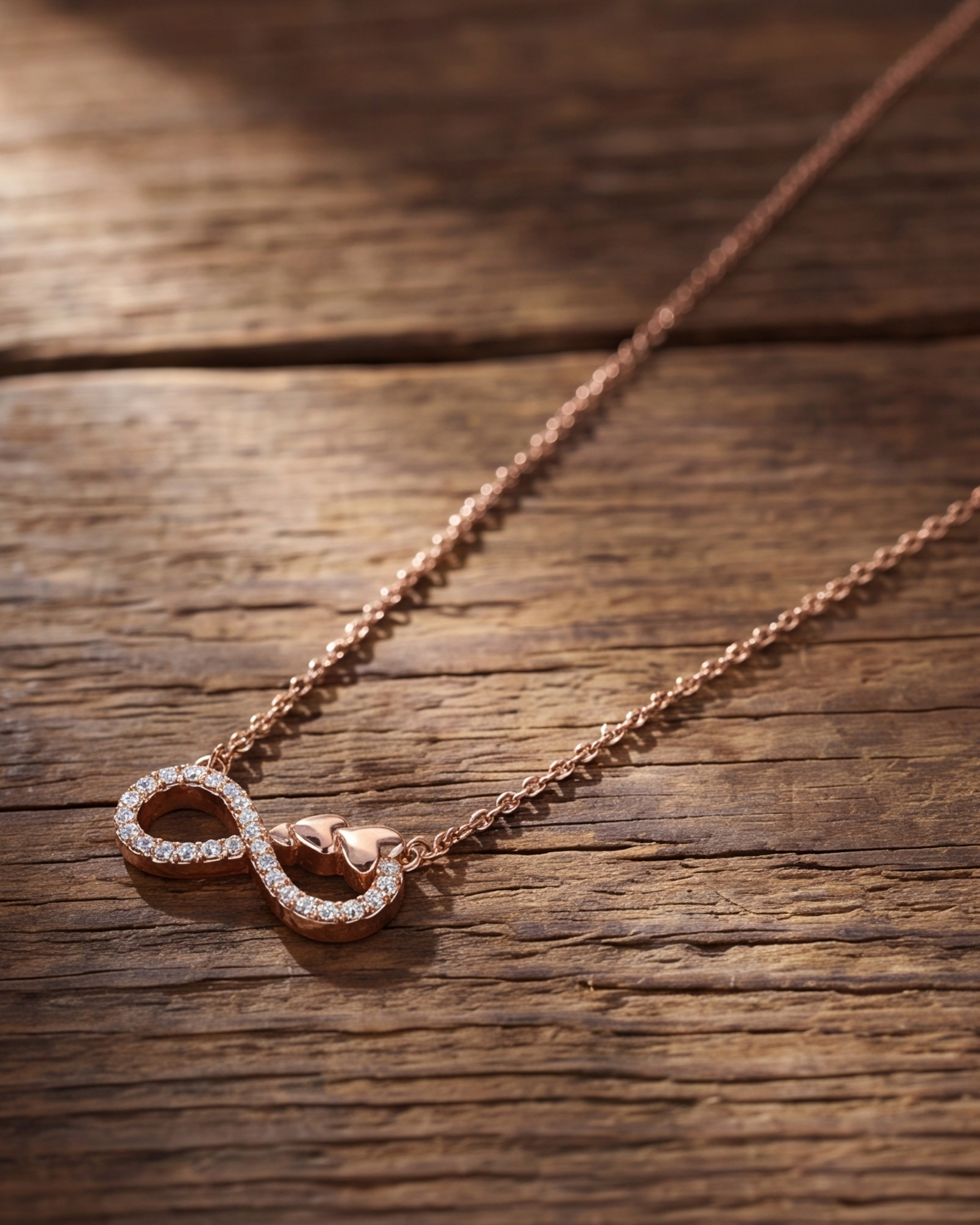 Sparkle Infinity & Heart Pendant Necklace #color_rose gold 