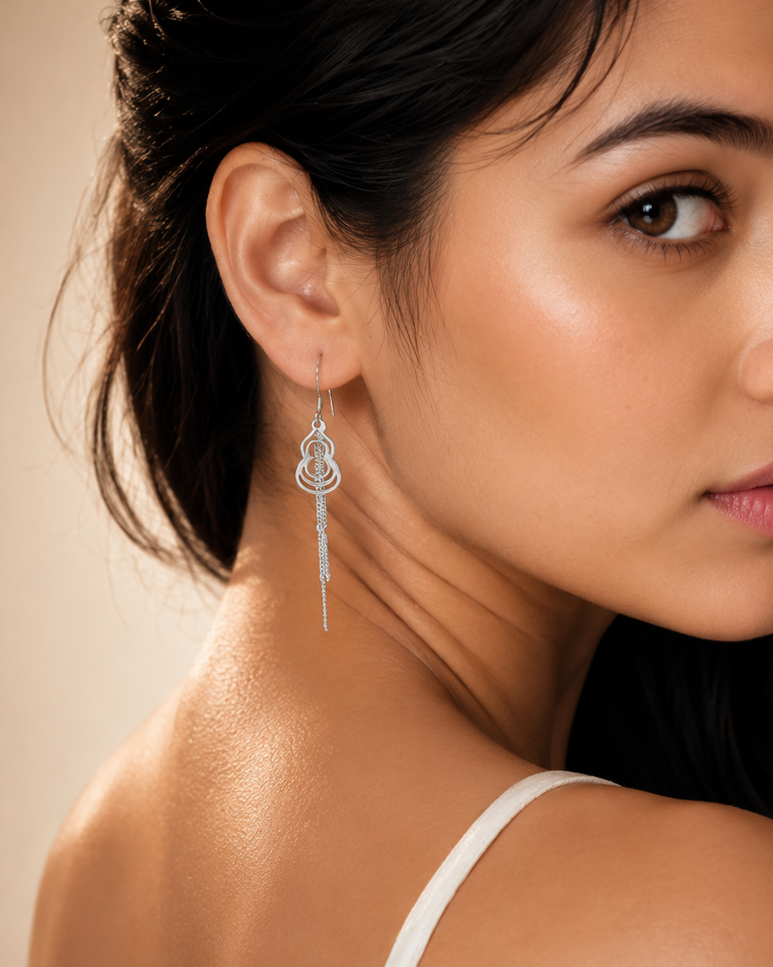 925 Sterling Silver open gourd drop earrings #color_silver