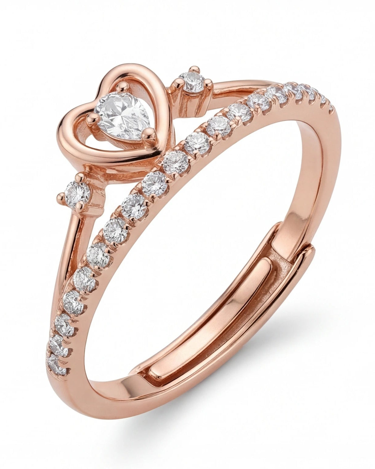 Heart CZ Ring for Women#color_rose gold