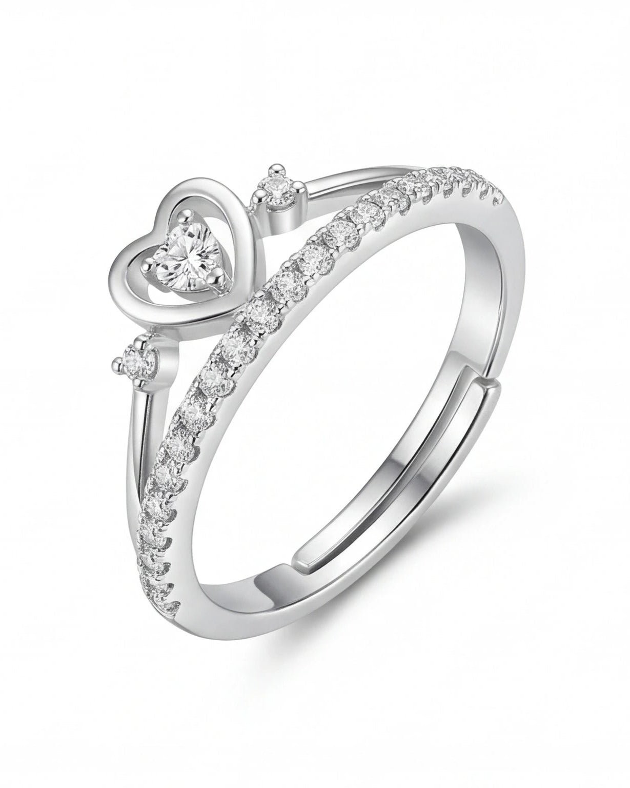 Heart CZ Ring for Women#color_silver